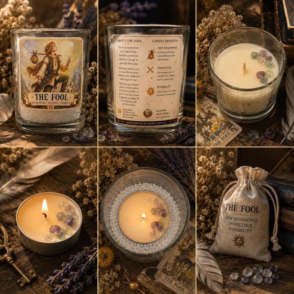 The Fool Tarot Card Tea Light Set